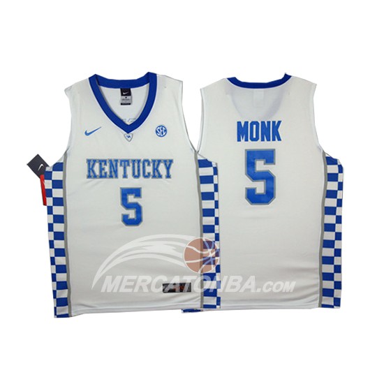 Maglia NBA Kentucky Wildcats Monk Bianco